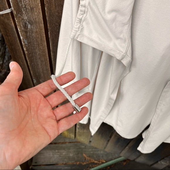 Zenergy By Chico’s Beige Lightweight 3/4 Sleeve Jersey Knit Hooded Cardigan Sz L - Picture 8 of 14